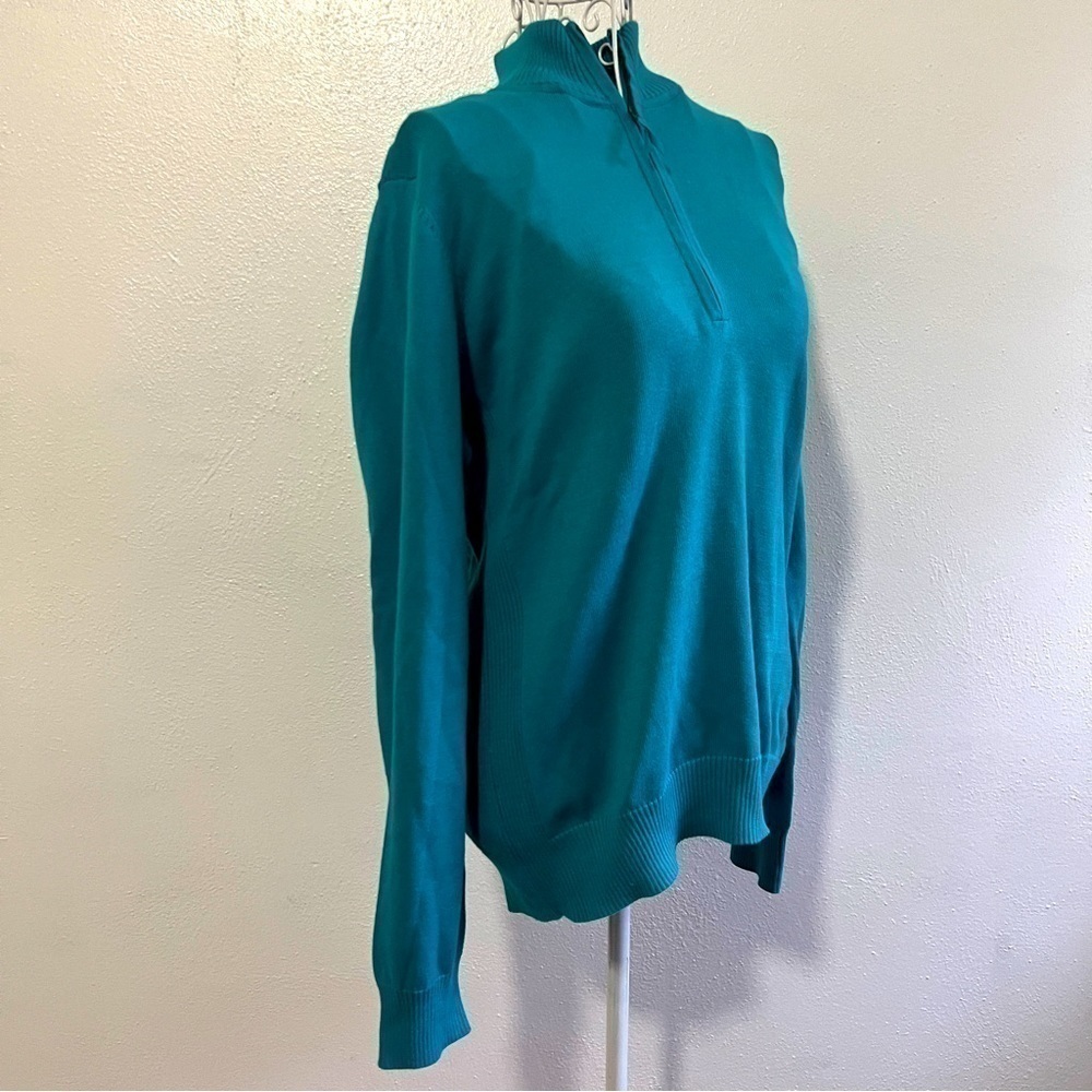 Foxcroft deep turquoise sweater, 100% supima cotton. Sz L. Preowned. EUC. - Picture 2 of 9